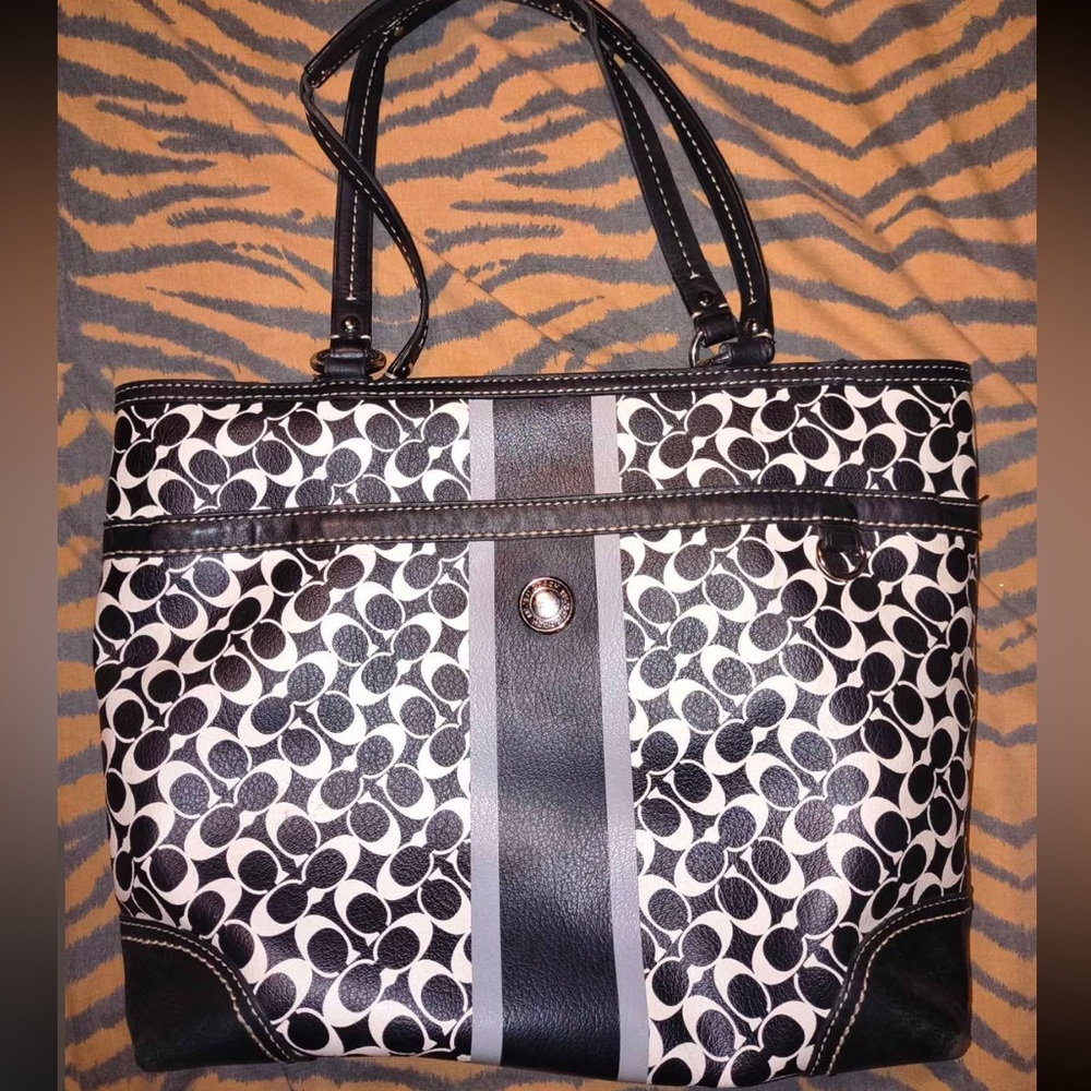 Coach Emblem Patterned Tote